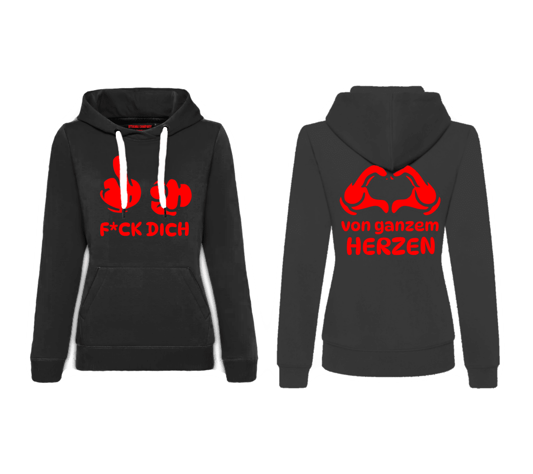F*CK DICH von ganzem Herzen Hoodie sw - rt - Hoodie von Stigma Company