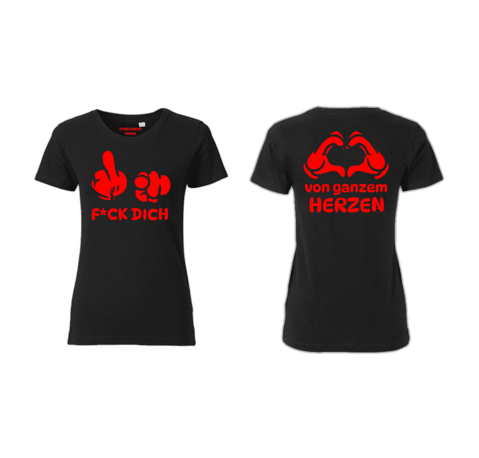 F*CK DICH von ganzem Herzen T-Shirt sw - rt - T-Shirt von Stigma Company